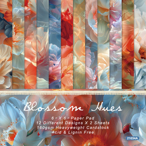 Inlovearts 24PCS 6" Blossom Hues Scrapbook & Cardstock Paper