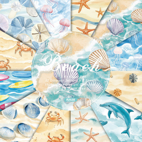 Inlovearts 24PCS 6" Beach Scrapbook & Cardstock Paper