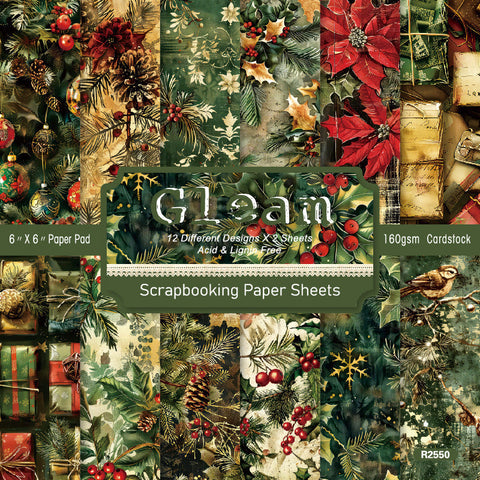 Inlovearts 24PCS 6" Gleam Scrapbook & Cardstock Paper