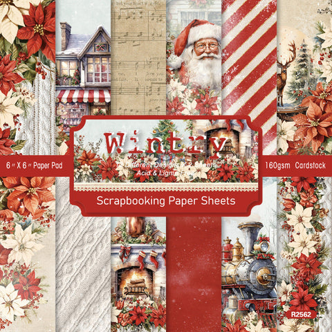 Inlovearts 24PCS 6" Wintry Scrapbook & Cardstock Paper