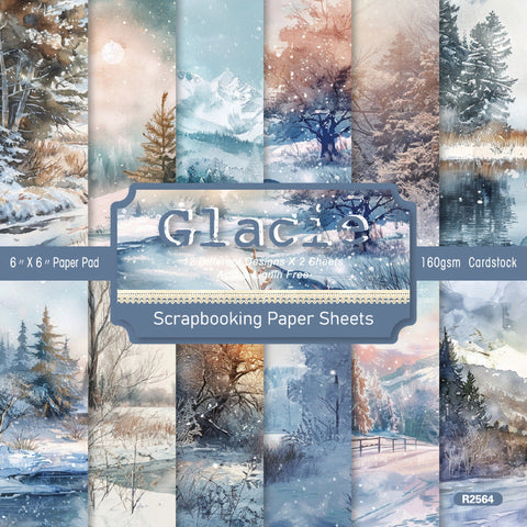 Inlovearts 24PCS 6" Glacie Scrapbook & Cardstock Paper