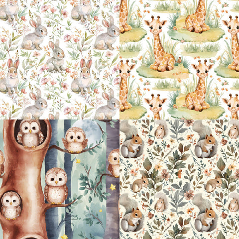 Inlovearts 24PCS 6" Critter Scrapbook & Cardstock Paper