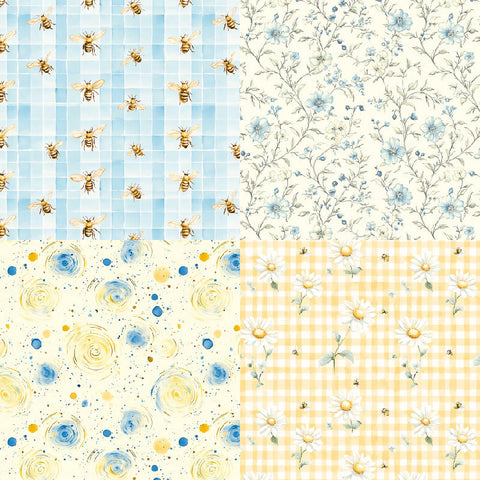 Inlovearts 24PCS 6" Bee Check Scrapbook & Cardstock Paper