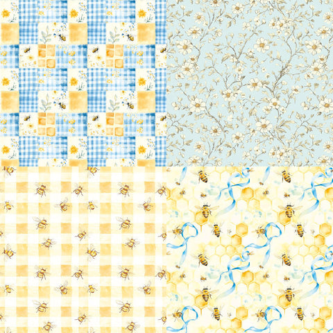 Inlovearts 24PCS 6" Bee Check Scrapbook & Cardstock Paper