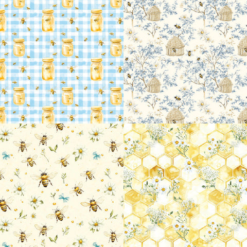 Inlovearts 24PCS 6" Bee Check Scrapbook & Cardstock Paper
