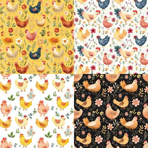Inlovearts 24PCS 6" Chick Bloom Scrapbook & Cardstock Paper