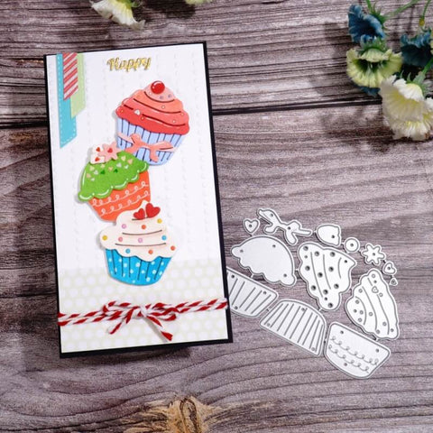 Inlovearts 3pcs Delicous Cupcake Cutting Dies