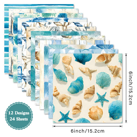 Inlovearts 24PCS 6" Breeze Scrapbook & Cardstock Paper
