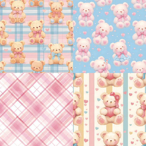 Inlovearts 24PCS 6" Cuddly Bears Scrapbook & Cardstock Paper