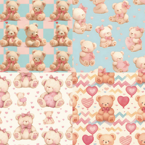 Inlovearts 24PCS 6" Cuddly Bears Scrapbook & Cardstock Paper