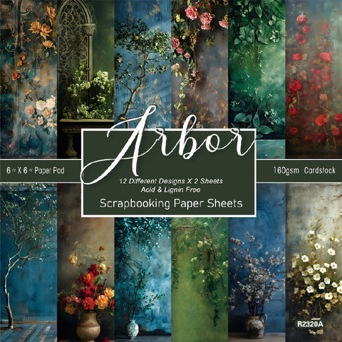 Inlovearts 24PCS 6" Arbor Scrapbook & Cardstock Paper