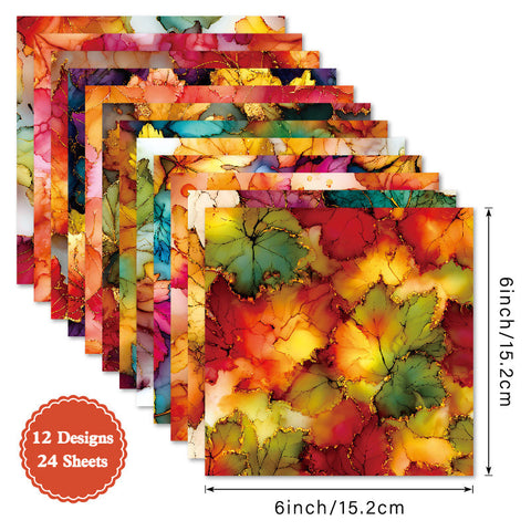 Inlovearts 24PCS 6" Maple Scrapbook & Cardstock Paper