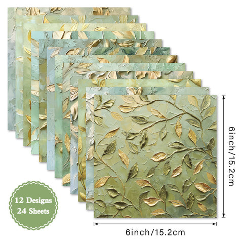 Inlovearts 24PCS 6" Sprout Scrapbook & Cardstock Paper