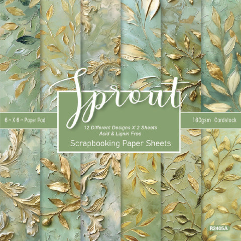 Inlovearts 24PCS 6" Sprout Scrapbook & Cardstock Paper