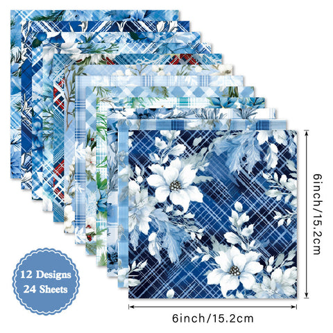 Inlovearts 24PCS 6" Polar Scrapbook & Cardstock Paper