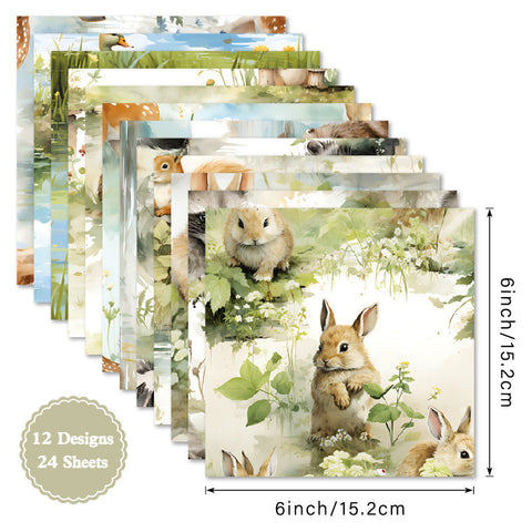 Inlovearts 24PCS 6" Zoetic Scrapbook & Cardstock Paper