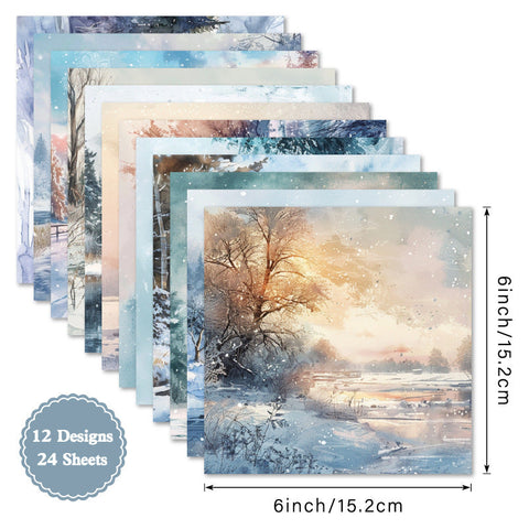 Inlovearts 24PCS 6" Glacie Scrapbook & Cardstock Paper