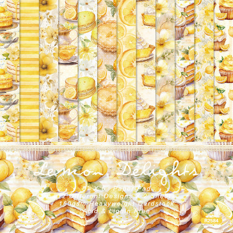 Inlovearts 24PCS 6" Lemon Delights Scrapbook & Cardstock Paper