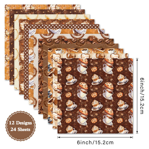 Inlovearts 24PCS 6" Mocha Stories Scrapbook & Cardstock Paper (Copy)