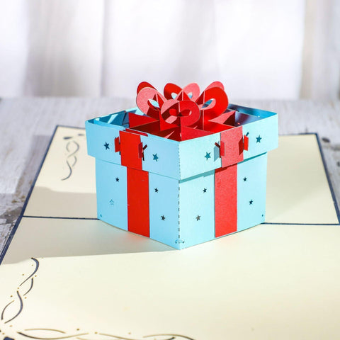 Inloveartshop Gift Box 3D Pop Up Card-Blue