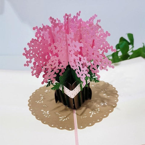 Inloveartshop Gypsophila Flower Basket 3D Greeting Card-Pink