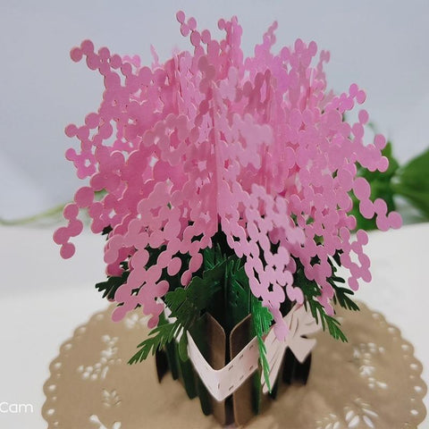 Inloveartshop Gypsophila Flower Basket 3D Greeting Card-Pink