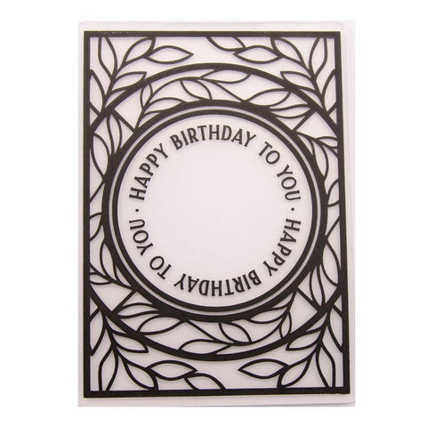 Happy Birthday and Garland Pattern Plastic Embossing Folder - Inlovearts