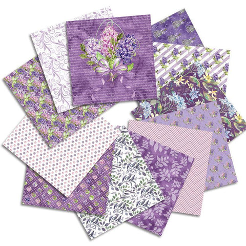 6 Inches Purple Flowers Background Paper - Inlovearts
