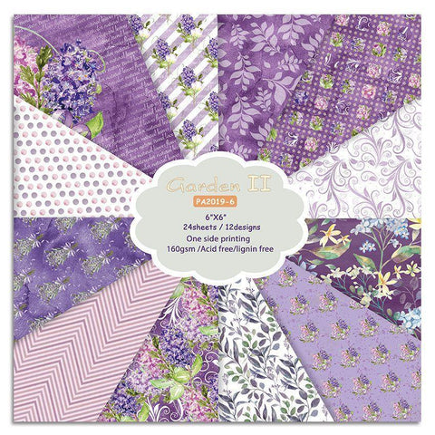 6 Inches Purple Flowers Background Paper - Inlovearts