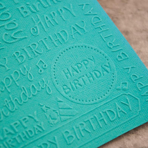 Happy Birthday Blessing Words Plastic Embossing Folder - Inlovearts