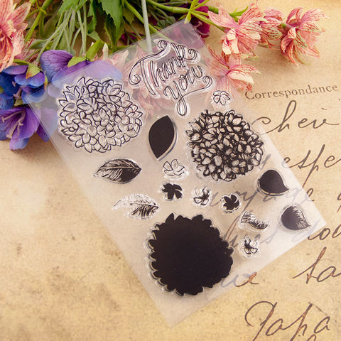 Inloveartshop Flower Series And Thank You Words Dies with Stamps Set