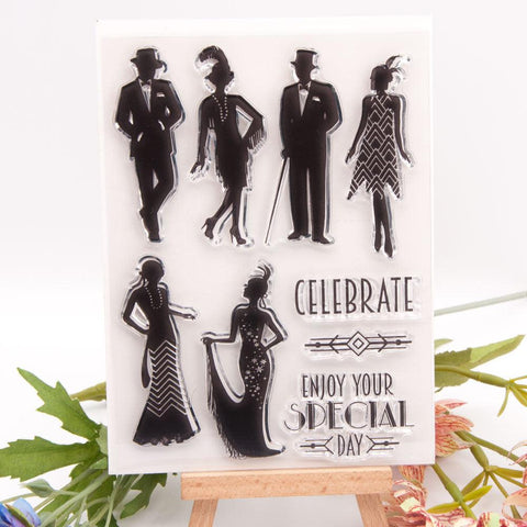 Inloveartshop Men in suits and women in dresses Dies with Stamps Set