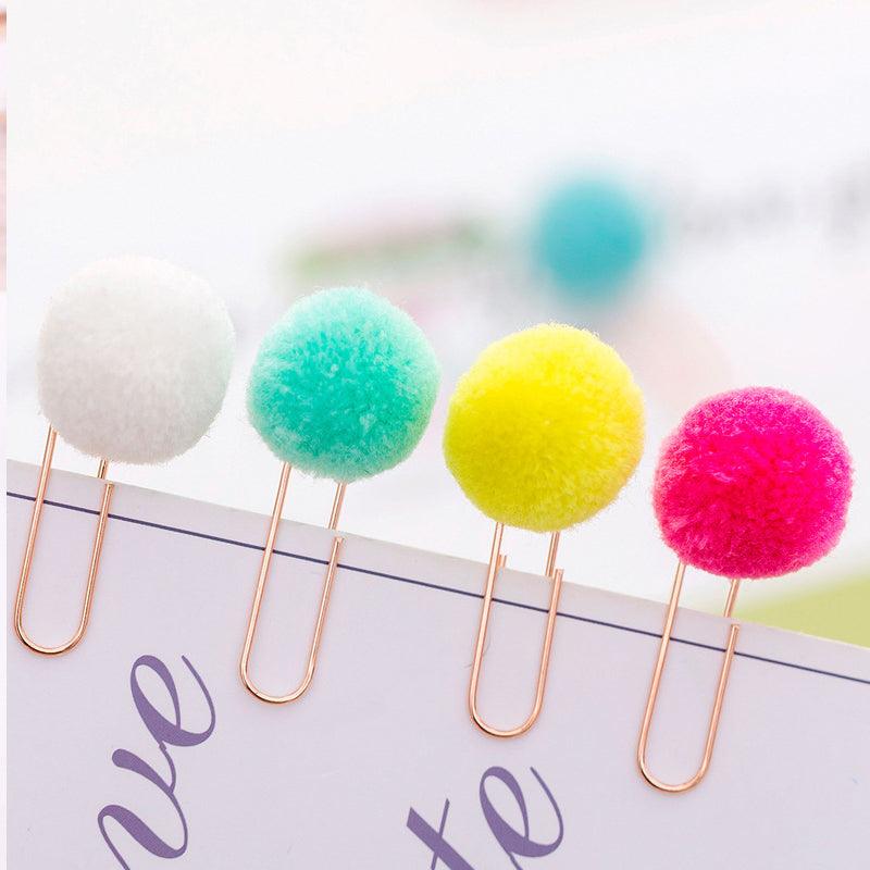 Inlovearts Colorful Fur Ball Decoration Candy Color Paper Clip