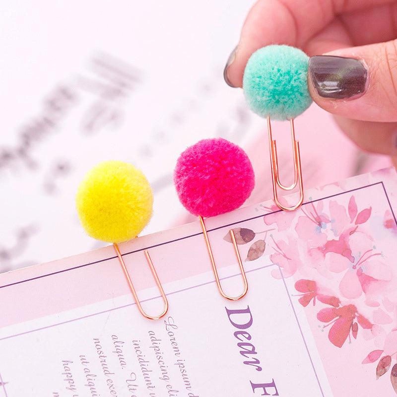 Inlovearts Colorful Fur Ball Decoration Candy Color Paper Clip
