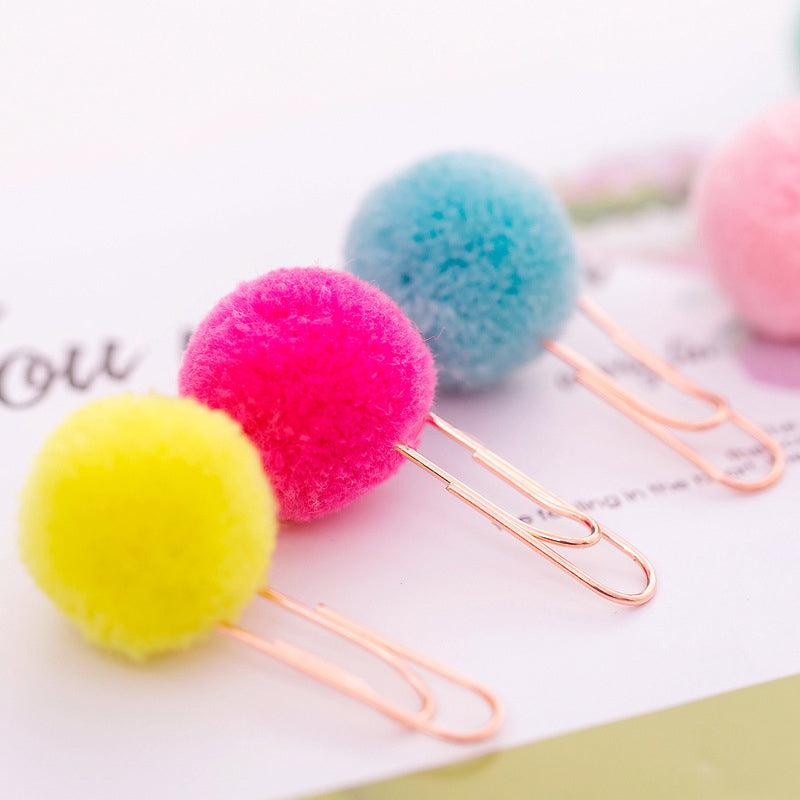Inlovearts Colorful Fur Ball Decoration Candy Color Paper Clip