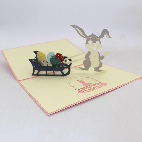 Inloveartshop Cute Rabbit with Eggs HAPPY EASTER 3D Greeting Card