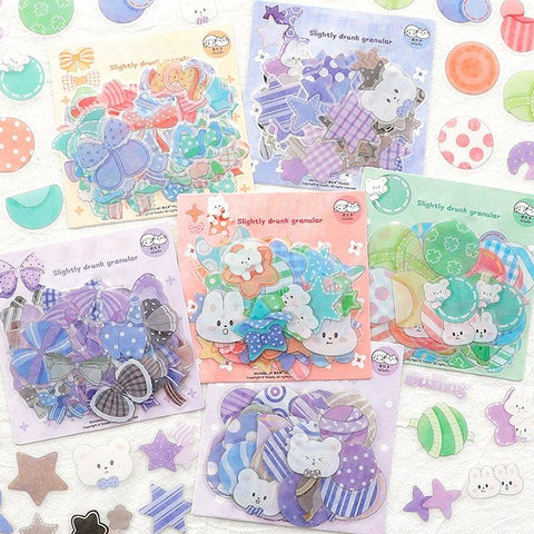 (6 Types) PET Waterproof Cute Cartoon Journal Stickers