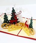 Christmas Deer Pop-up Card-Red - greetingpopup