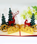 Christmas Deer Pop-up Card-Red - greetingpopup