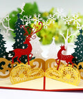 Christmas Deer Pop-up Card-Red - greetingpopup