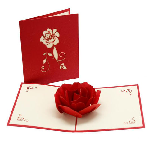 Inloveartshop Red Rose 3D Pop-up Greeting Card