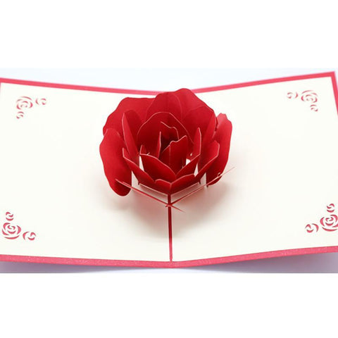 Inloveartshop Red Rose 3D Pop-up Greeting Card