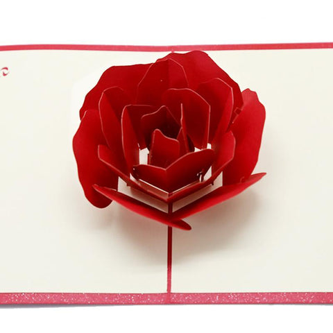 Inloveartshop Red Rose 3D Pop-up Greeting Card