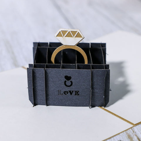 Inloveartshop Valentine's Day Love Ring 3D Stereo Greeting Card