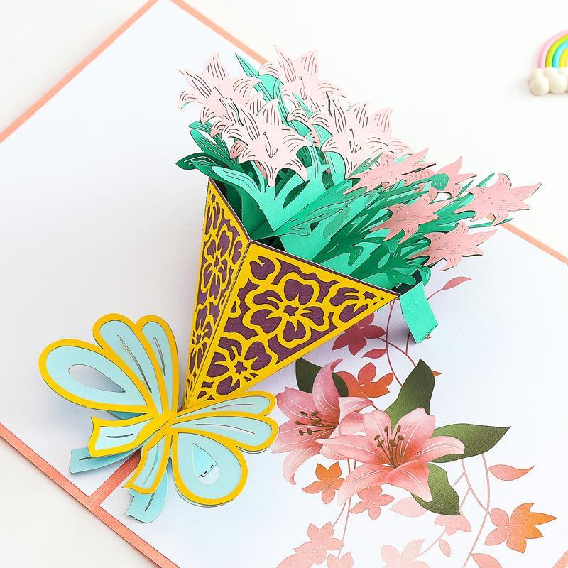 Inloveartshop Lily Bouquet 3d Stereo Greeting Card