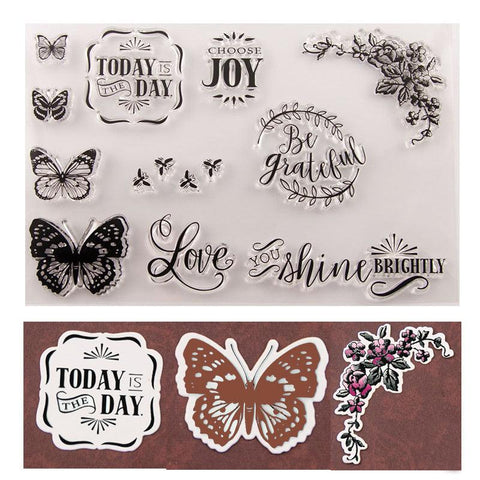 Inloveartshop Decoration Theme Multiple Butterfly and Words Dies with Stamps Set