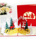 Christmas Deer Pop-up Card-Red - greetingpopup