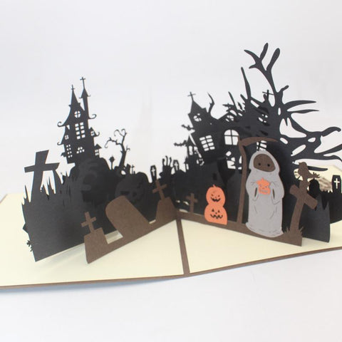 Halloween Night Handmade Laser Paper Cut Creative 3D Greeting Card