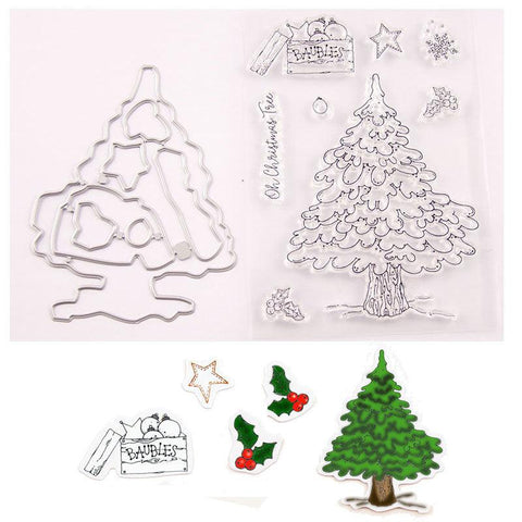 Inloveartshop Christmas Tree Christmas Theme Dies with Stamps Set