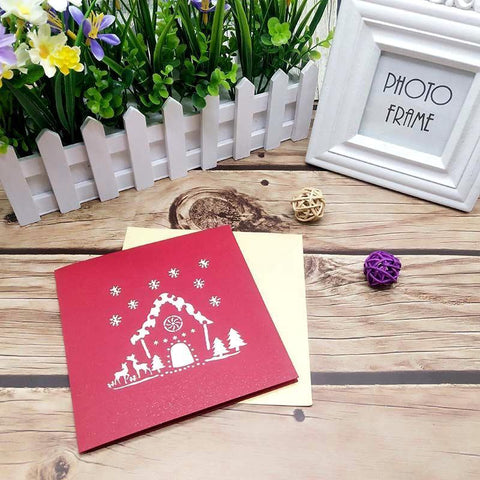 Colorful Christmas house pop-up cards - greetingpopup
